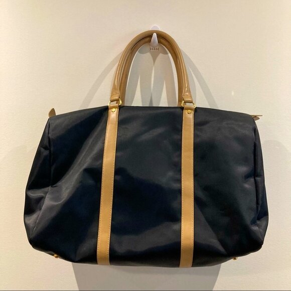 DANIER Large Canvass Nylon Leather  Travel Overnight Two Toned Bag Satchel - Picture 1 of 9